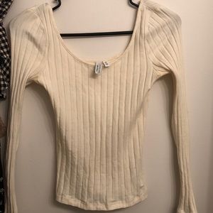 & other stories cream long sleeve top - size 2